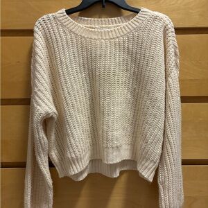 LA Hearts Cream Cropped Knit Sweater